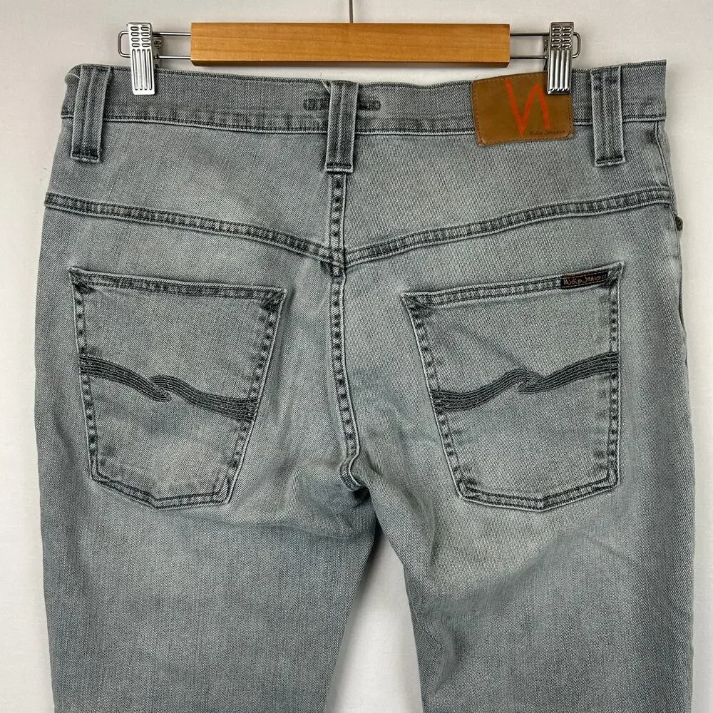 Nudie Jeans Thin Finn Pale Lead Organic Cotton Men's Size 34x32 (Measures 34x31)